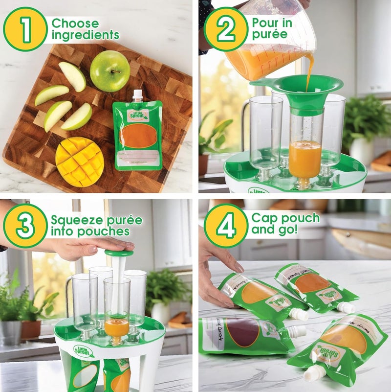 Sprout Cups Baby Food Maker Fill Station - Makes 4 Squeeze Babyfood Pouches at a time - Image 3